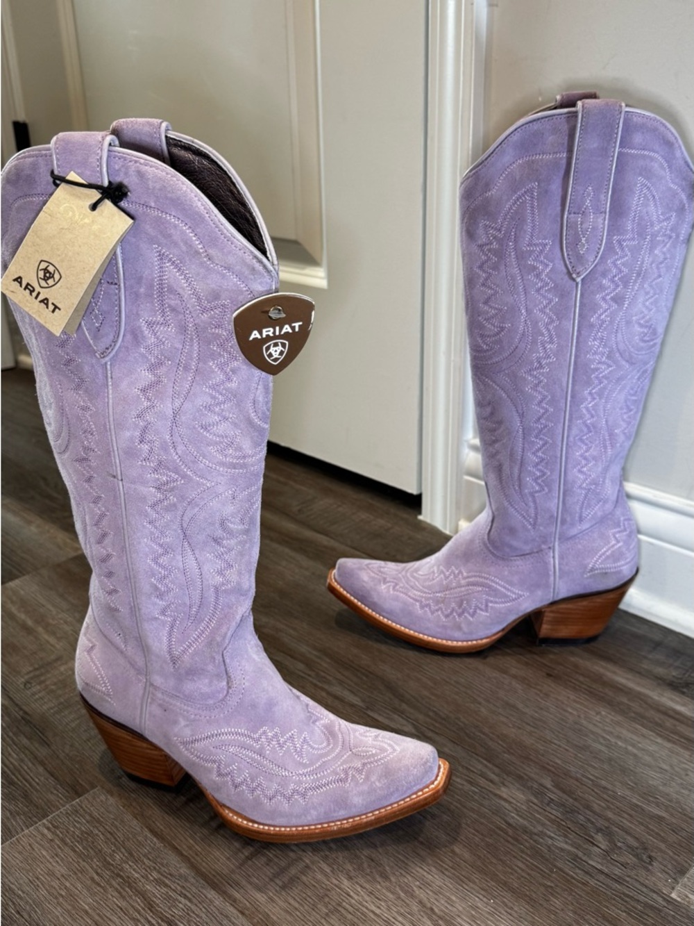 Ariat Casanova Misty Lavender Suede Leather Western Heeled Boots